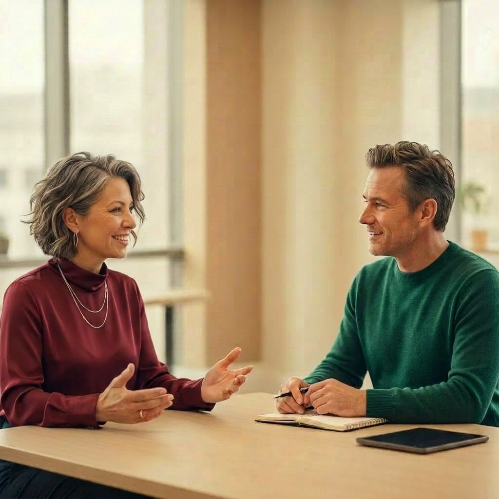 1:1 Coaching-Situation zwischen Trainer und Teilnehmer